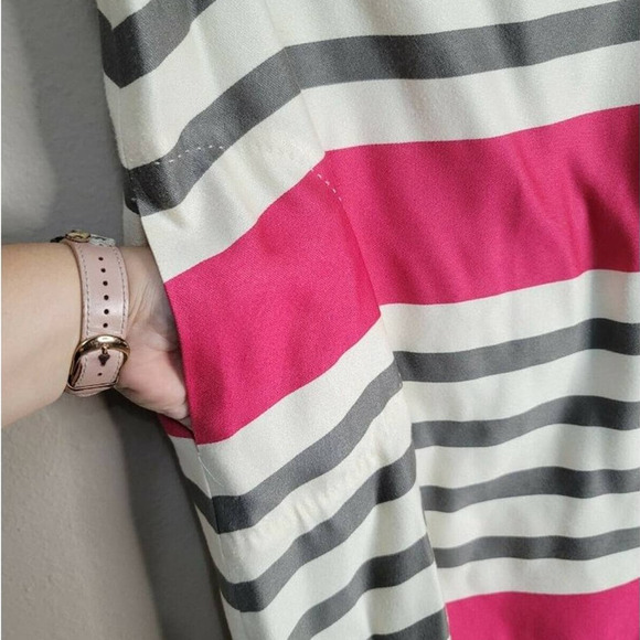 J. McLaughlin Striped Cap Sleeve Swing Shift Dress White Pink Gray Size Small - Picture 7 of 7